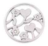 Munt 33mm ros&eacute;-goud bloemttjes en hartjes met strass 