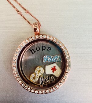 Complete 30mm memory locket rose kleurig