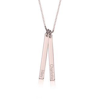 Bar Naamketting Zilver 925, 24k Gold of Ros&eacute; plated 2 Namen