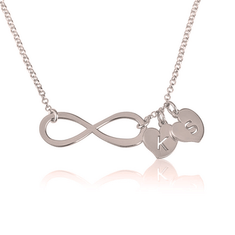 Infinity ketting, 1 letter, Zilver 925, 24K Gold of Ros&eacute; plated 