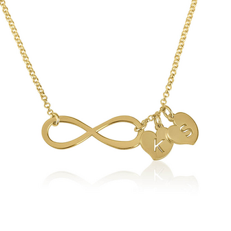 Infinity ketting, 2 letters, Zilver 925, 24K Gold of Ros&eacute; plated 