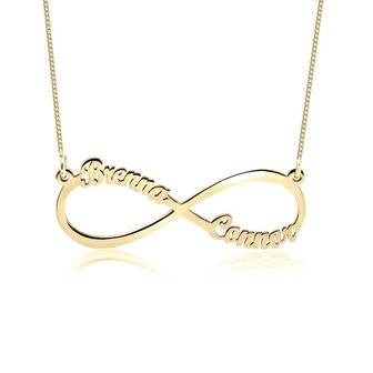 2 Namen Infinity ketting Zilver 925, 24K Gold of Ros&eacute; plated 