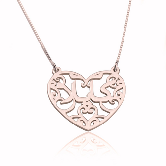 Naamketting Zilver 925, 24K Gold of Ros&eacute; plated &#039;Arabisch geschreven&#039; hart