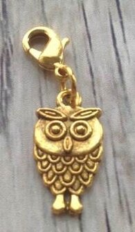 Memory lockets bead dangle owl goudkleurig