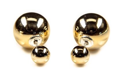 Double pearl earrings goud kleurig