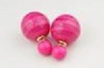 Double pearl earrings roze gestreept