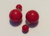 Double pearl earrings rood
