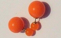 Double pearl earrings oranje