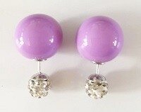 Double pearl earrings lila en strass