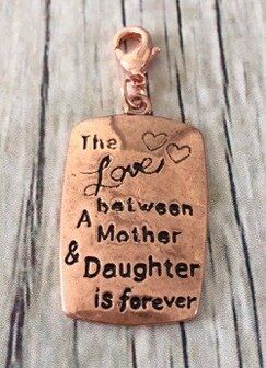 Memory lockets bead dangle the love between a mother and a daughter is forever rosekleurig