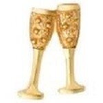 Memory lockets charm champagne glasses goudkleurig