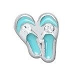 Memory lockets charm flipflop blue strass