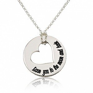 Ketting &#039;disc&#039; met hart van sterling zilver 925