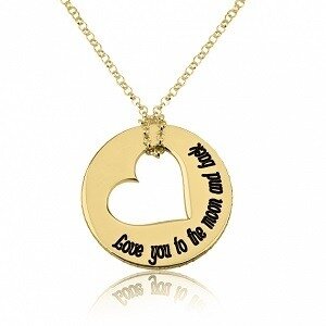 Ketting &#039;disc&#039; met hart van 24K goud verguld