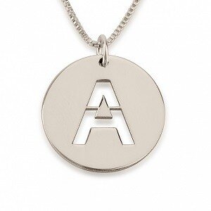 Naamketting &#039;disc&#039; sterling zilver 925 met 1 letter