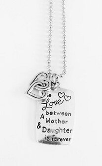 Bedel met RVS ketting (80cm) the love between a mother and a daughter is forever