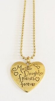 Bedel met RVS ketting (80cm) mother duaghter friends forever goudkleurig