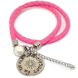 Pinkiezz leren munt armband roze you are my sunshine