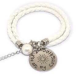 Pinkiezz leren munt armband wit you are my sunshine