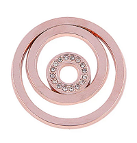 Munt 33mm ros&eacute;-goud cirkels met strass 