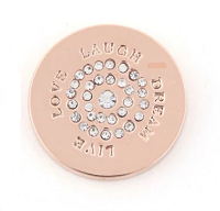 Munt 25mm ros&eacute;-goud live love laugh dream met strass