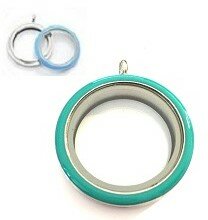 Memory locket RVS twist blauwe 30mm medaillon 