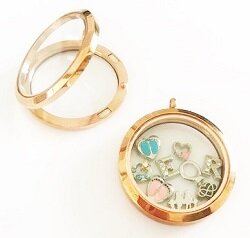 Memory locket RVS ros&eacute;-goud 38mm XXL medaillon 