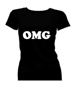 T-shirt dames korte mouw bedrukt: OMG