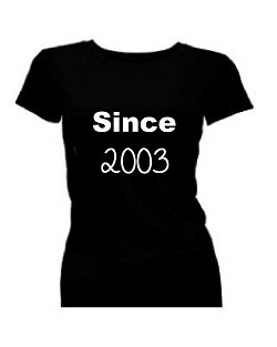 T-shirt dames korte mouw bedrukt: since geboortejaar 