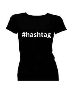 T-shirt dames korte mouw bedrukt: #hashtag