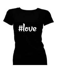T-shirt dames korte mouw bedrukt: #love