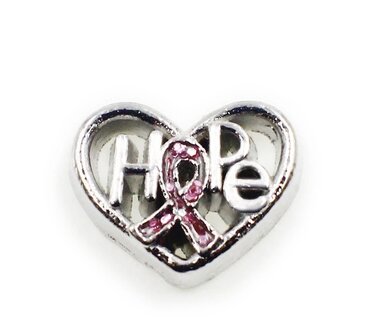 Memory lockets charm heart ribbon pink hope