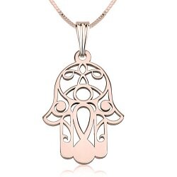 Ketting met Hamsa hand van 24K ros&eacute; goud verguld