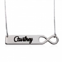 1 naam infinity &#039;bar&#039; naamketting sterling zilver 925 