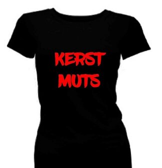 T-shirt dames korte mouw bedrukt: KERST MUTS