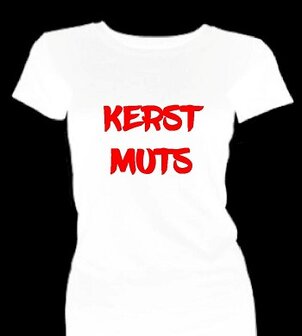 T-shirt dames korte mouw bedrukt: KERST MUTS
