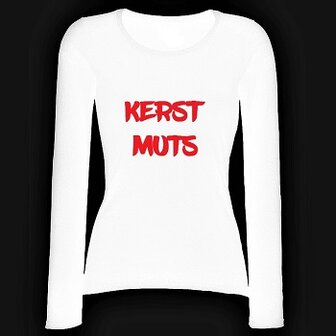 T-shirt dames lange mouw bedrukt: KERST MUTS