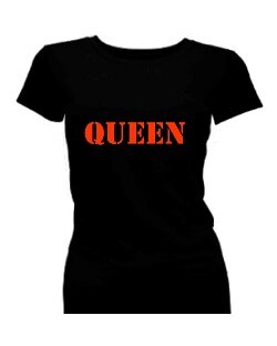 T-shirt dames korte mouw bedrukt: QUEEN