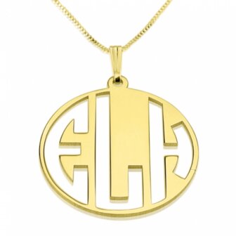 3 letter monogram 24 k verguld goud