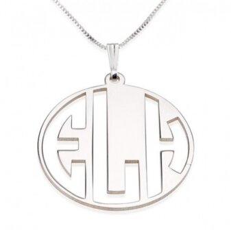 3 letter monogram zilver