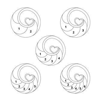 6 namen - Naamketting cirkel met 6 namen gegraveerd en hart 24K verguld goud