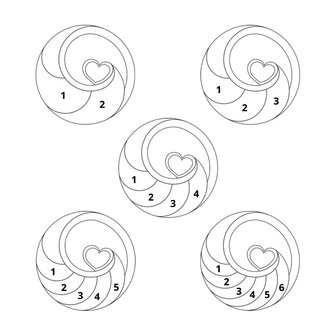 6 namen - Naamketting cirkel met 6 namen gegraveerd en hart sterling zilver 925
