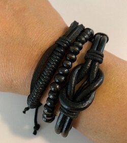 3 leren armbanden