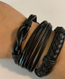 3 leren armbanden