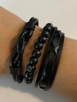 3 leren armbanden