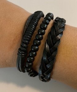 3 leren armbanden