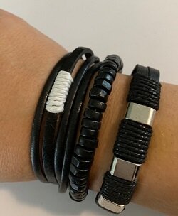 3 leren armbanden