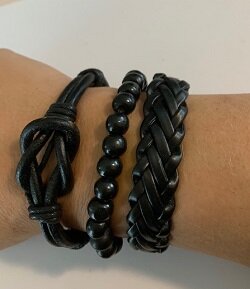 3 leren armbanden