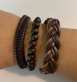 3 leren armbanden