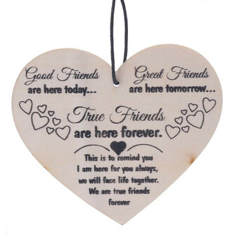 Houten Decoratie Hart True Friends